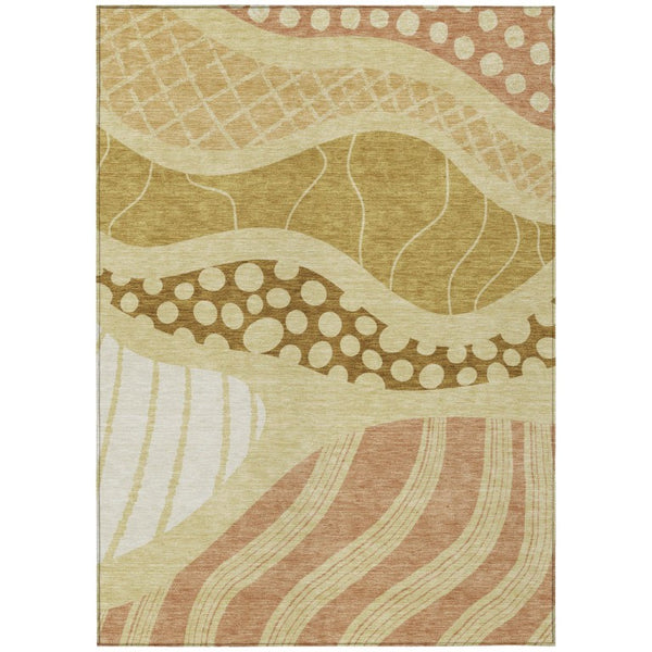 HomeRoots 9x12 Abstract Wheat Graphite Polyester Area Rug Washable for Patio and Living Room 736700