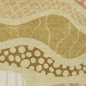 9x12 Abstract Wheat Graphite Polyester Area Rug Washable for Patio and Living Room