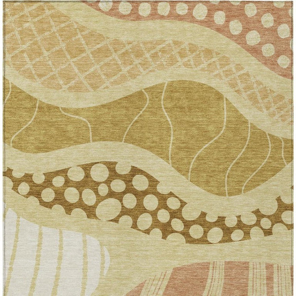 9x12 Abstract Wheat Graphite Polyester Area Rug Washable for Patio and Living Room