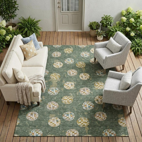 9x12 Geometric Polyester Area Rug Washable Stain Resistant Indoor Outdoor Living