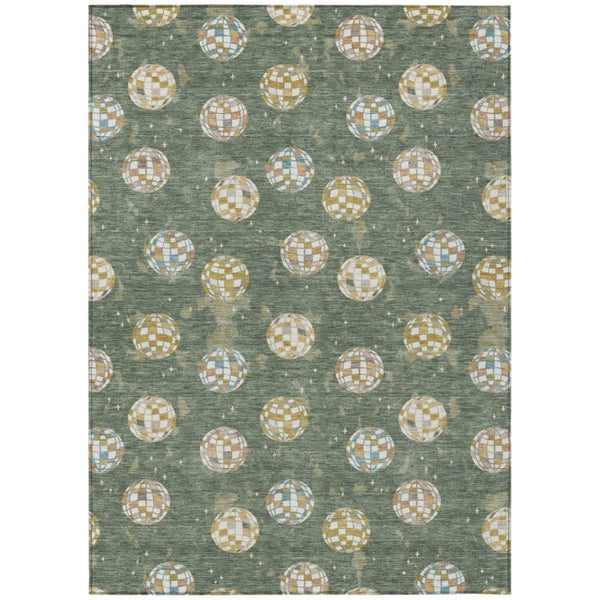 HomeRoots 9x12 Geometric Polyester Area Rug Washable Stain Resistant Indoor Outdoor Living 736706