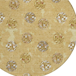8 Foot Round Geometric Polyester Area Rug for Outdoor Patios and Indoor Living