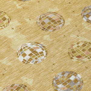 8 Foot Round Geometric Polyester Area Rug for Outdoor Patios and Indoor Living