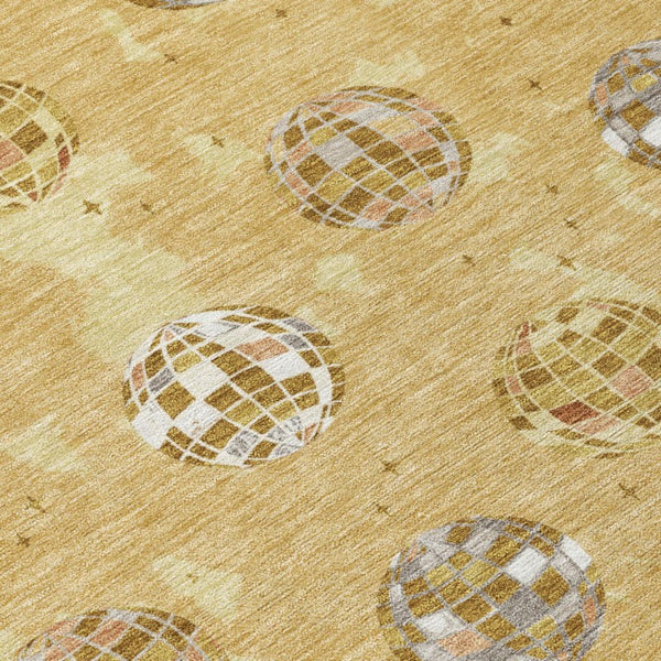 8 Foot Round Geometric Polyester Area Rug for Outdoor Patios and Indoor Living