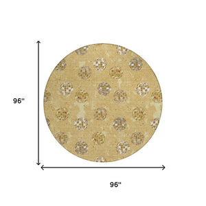 8 Foot Round Geometric Polyester Area Rug for Outdoor Patios and Indoor Living