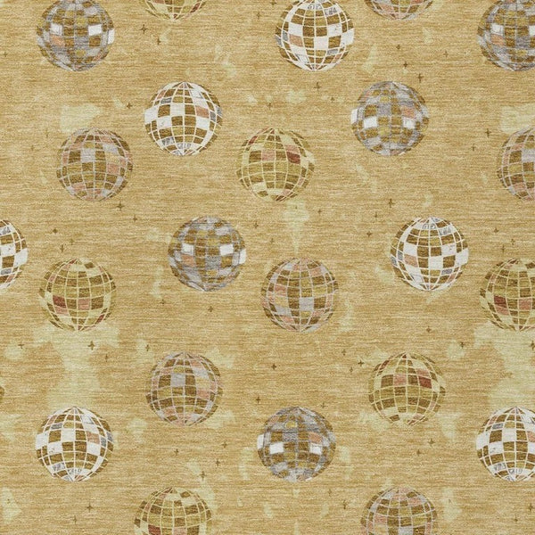9 X 12 Gold Blue Geometric Polyester Area Rug Washable for Indoor Outdoor Use