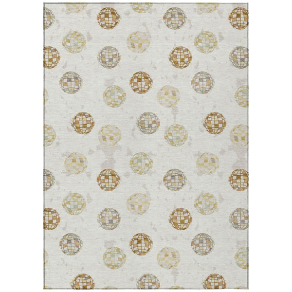 HomeRoots 8 X 10 Ivory Copper Geometric Polyester Area Rug Stain Resistant for Patio or Living Room 736723