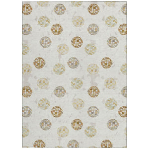 8 X 10 Ivory Copper Geometric Polyester Area Rug Stain Resistant for Patio or Living Room