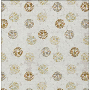 8 X 10 Ivory Copper Geometric Polyester Area Rug Stain Resistant for Patio or Living Room