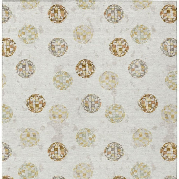 8 X 10 Ivory Copper Geometric Polyester Area Rug Stain Resistant for Patio or Living Room