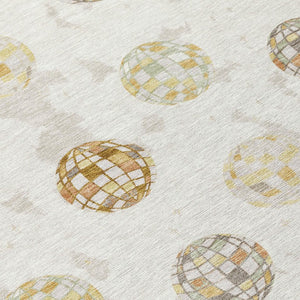 8 X 10 Ivory Copper Geometric Polyester Area Rug Stain Resistant for Patio or Living Room