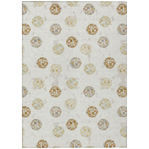 HomeRoots 10 Ft X 14 Ft Ivory Copper Geometric Polyester Washable Indoor Outdoor Area Rug 736725