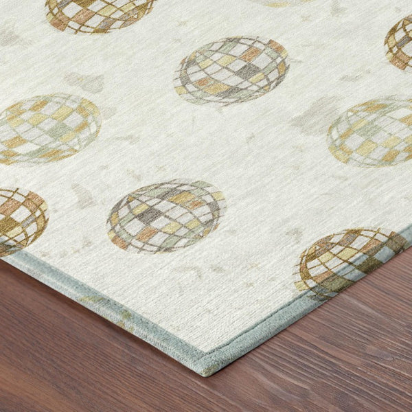 10 Ft X 14 Ft Ivory Copper Geometric Polyester Washable Indoor Outdoor Area Rug