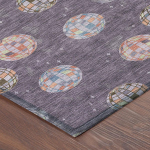 8 Ft X 10 Ft Purple Geometric Polyester Area Rug Stain Resistant for Patio