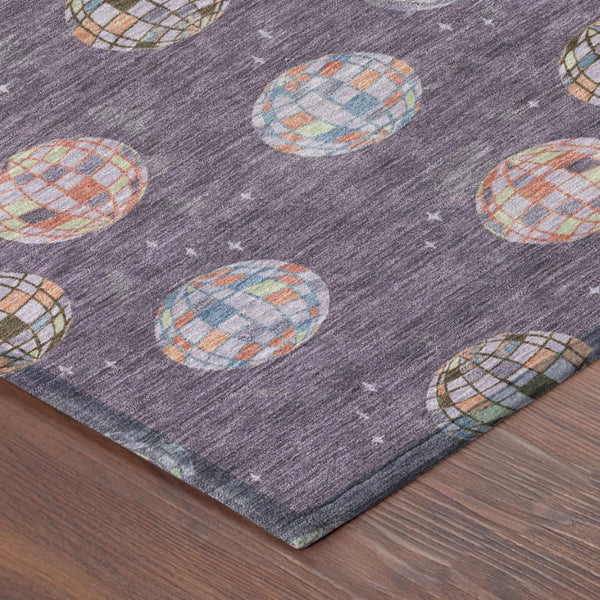 8 Ft X 10 Ft Purple Geometric Polyester Area Rug Stain Resistant for Patio