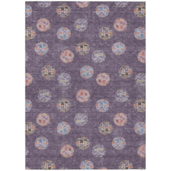 HomeRoots 10 X 14 Plum Purple Geometric Polyester Area Rug Washable for Patio or Living Room 736731