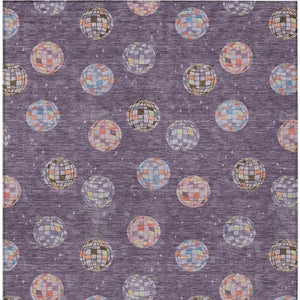 10 X 14 Plum Purple Geometric Polyester Area Rug Washable for Patio or Living Room