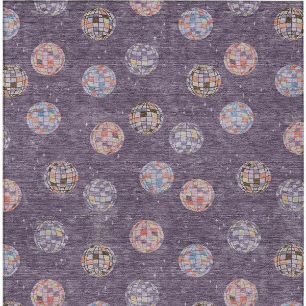 10 X 14 Plum Purple Geometric Polyester Area Rug Washable for Patio or Living Room