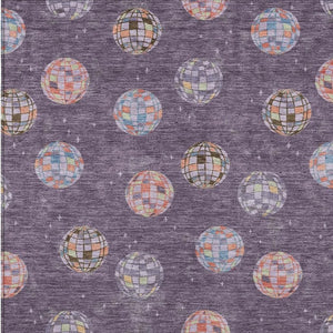 10 X 14 Plum Purple Geometric Polyester Area Rug Washable for Patio or Living Room