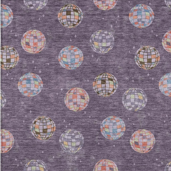 10 X 14 Plum Purple Geometric Polyester Area Rug Washable for Patio or Living Room
