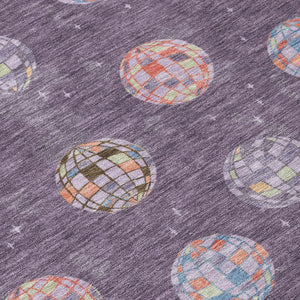10 X 14 Plum Purple Geometric Polyester Area Rug Washable for Patio or Living Room