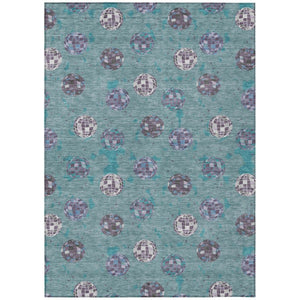 HomeRoots 8 X 10 Geometric Teal Gray Polyester Area Rug Washable Stain Resistant Indoor Outdoor 736735