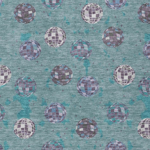 8 X 10 Geometric Teal Gray Polyester Area Rug Washable Stain Resistant Indoor Outdoor