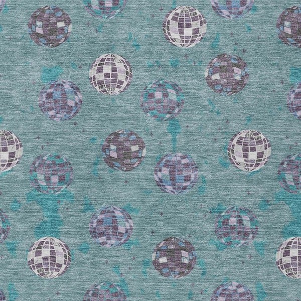 8 X 10 Geometric Teal Gray Polyester Area Rug Washable Stain Resistant Indoor Outdoor