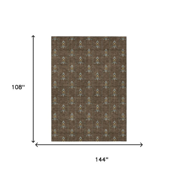 9 X 12 Geometric Polyester Area Rug Washable Stain Resistant Patio Porch Indoor