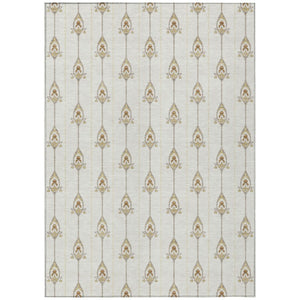 HomeRoots 9 X 12 Ivory Brown Geometric Polyester Area Rug Stain Resistant Indoor Outdoor 736760