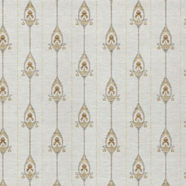 9 X 12 Ivory Brown Geometric Polyester Area Rug Stain Resistant Indoor Outdoor