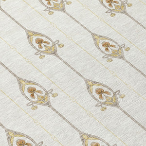 9 X 12 Ivory Brown Geometric Polyester Area Rug Stain Resistant Indoor Outdoor