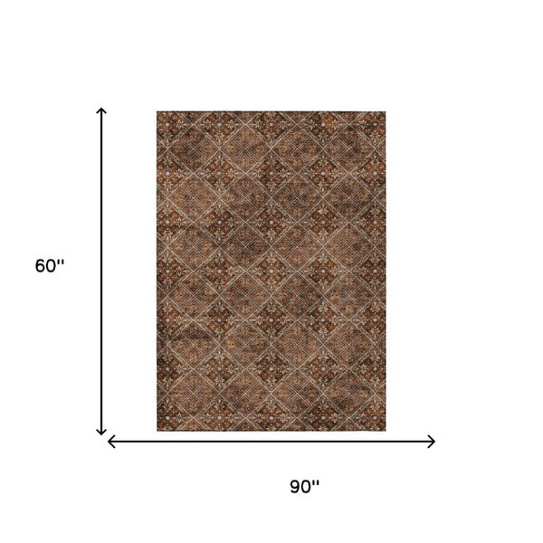 5x8 Geometric Polyester Area Rug Stain Resistant for Indoor Outdoor Living Spaces