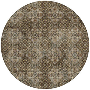 8 Foot Round Geometric Polyester Rug Washable for Patio Kitchen or Family Room
