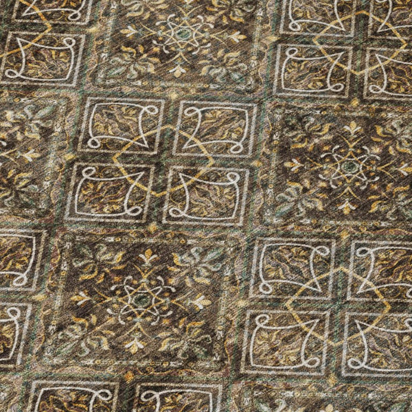 8 Foot Round Geometric Polyester Rug Washable for Patio Kitchen or Family Room