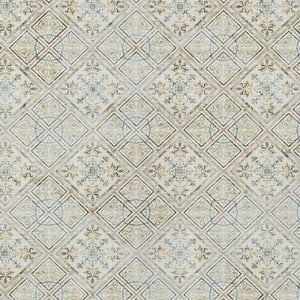 9x12 Ivory Blue Geometric Polyester Area Rug Washable for Indoor Outdoor Spaces