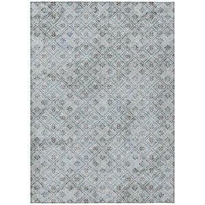 HomeRoots 5x8 Silver Brown Geometric Polyester Area Rug Washable for Indoor Outdoor Spaces 736817