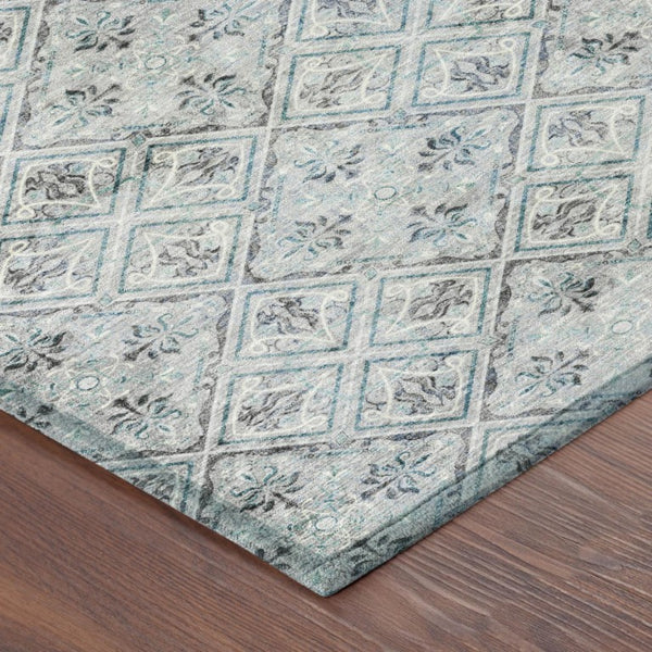 5x8 Silver Brown Geometric Polyester Area Rug Washable for Indoor Outdoor Spaces