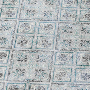 5x8 Silver Brown Geometric Polyester Area Rug Washable for Indoor Outdoor Spaces