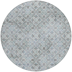 8 Ft Round Geometric Polyester Rug Stain Resistant for Indoor Outdoor Spaces