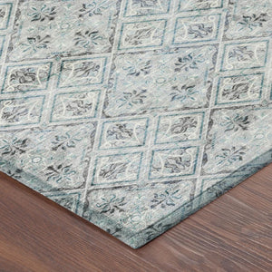 8 Ft Round Geometric Polyester Rug Stain Resistant for Indoor Outdoor Spaces