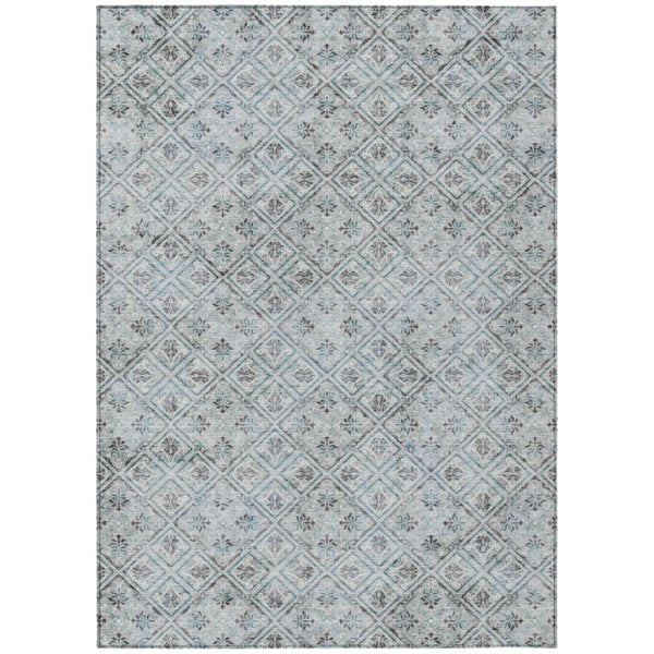 HomeRoots 8 X 10 Silver Brown Geometric Polyester Area Rug Stain Resistant Indoor Outdoor Use 736819