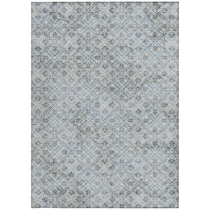 8 X 10 Silver Brown Geometric Polyester Area Rug Stain Resistant Indoor Outdoor Use