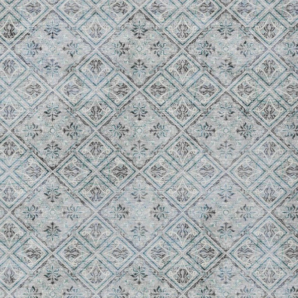 8 X 10 Silver Brown Geometric Polyester Area Rug Stain Resistant Indoor Outdoor Use