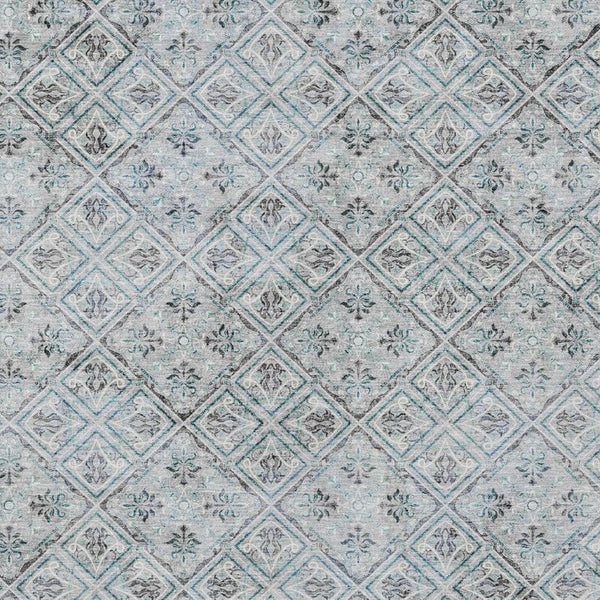 8 X 10 Silver Brown Geometric Polyester Area Rug Stain Resistant Indoor Outdoor Use
