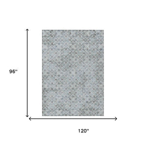 8 X 10 Silver Brown Geometric Polyester Area Rug Stain Resistant Indoor Outdoor Use