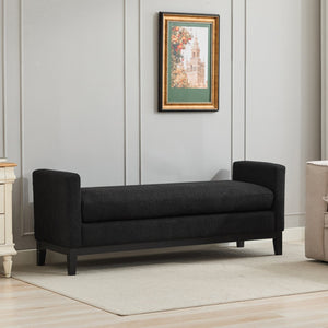 English Elm 66.34"W Elegant Upholstered Bench With Bolster Pillows For Stylish Bedroom, Living Room & Entryway W3188S00015