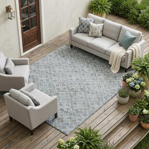 10 Ft X 14 Ft Geometric Polyester Area Rug Washable Indoor Outdoor Patio Accent