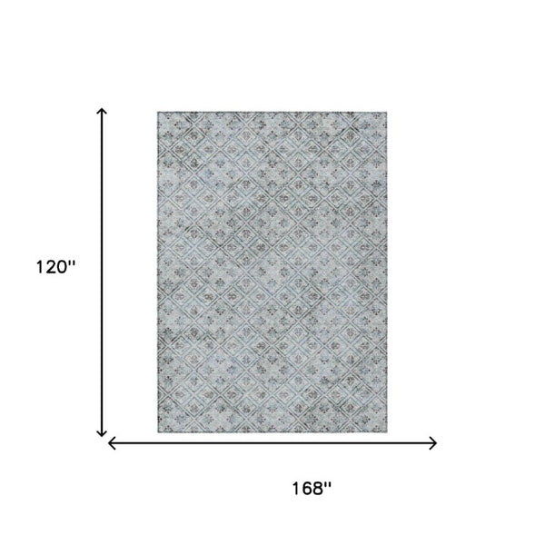 10 Ft X 14 Ft Geometric Polyester Area Rug Washable Indoor Outdoor Patio Accent