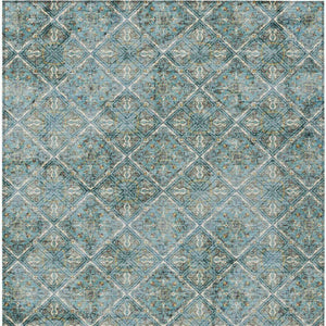 5 X 8 Teal Purple Geometric Polyester Area Rug Washable Stain Resistant Indoor Outdoor